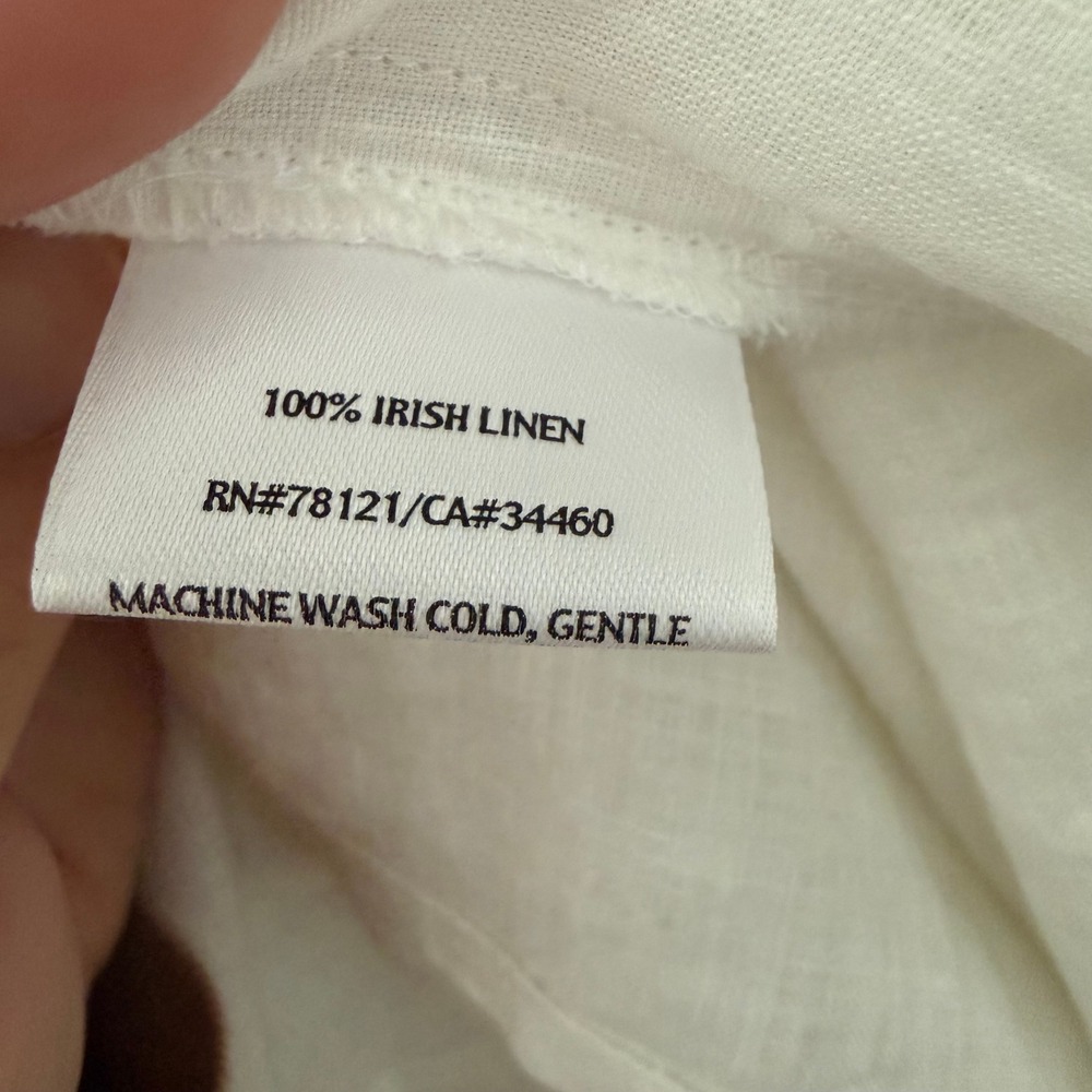 Eileen Fisher White 100% Irish Linen Button Front Tunic Shirt Large long Sleeve - Picture 5 of 10